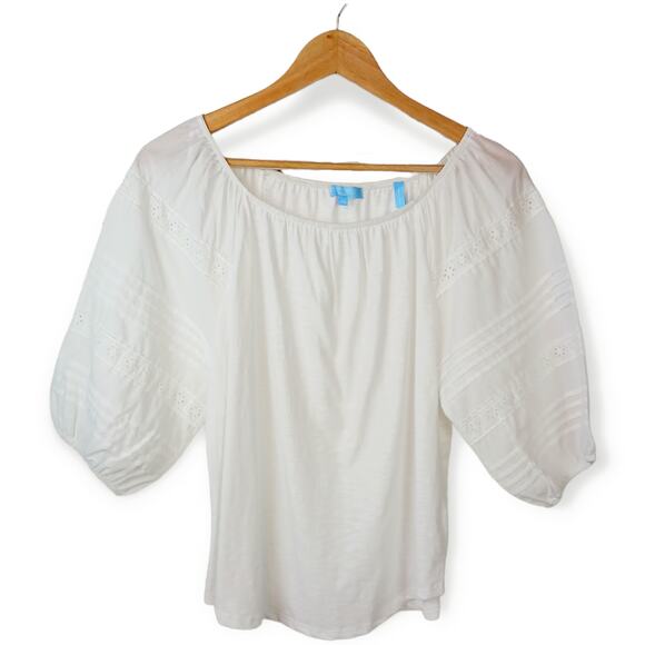 Women's DRAPER JAMES RSVP™ SZ XS Embroidered Pintuck Top - Picture 2 of 8